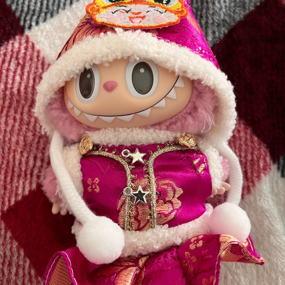 Labubu  pink traditional costume dress ( 3 piece set) - doll not included